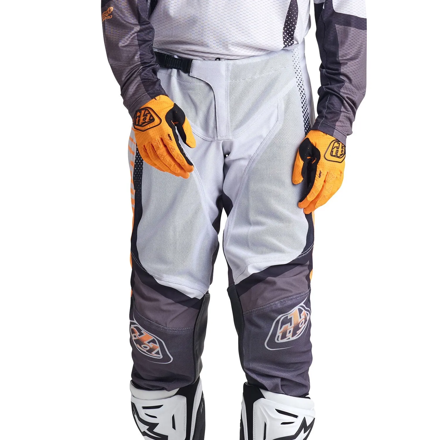 Troy Lee Designs GP Pro Air pantaloni moto grigio arancio ventilati
