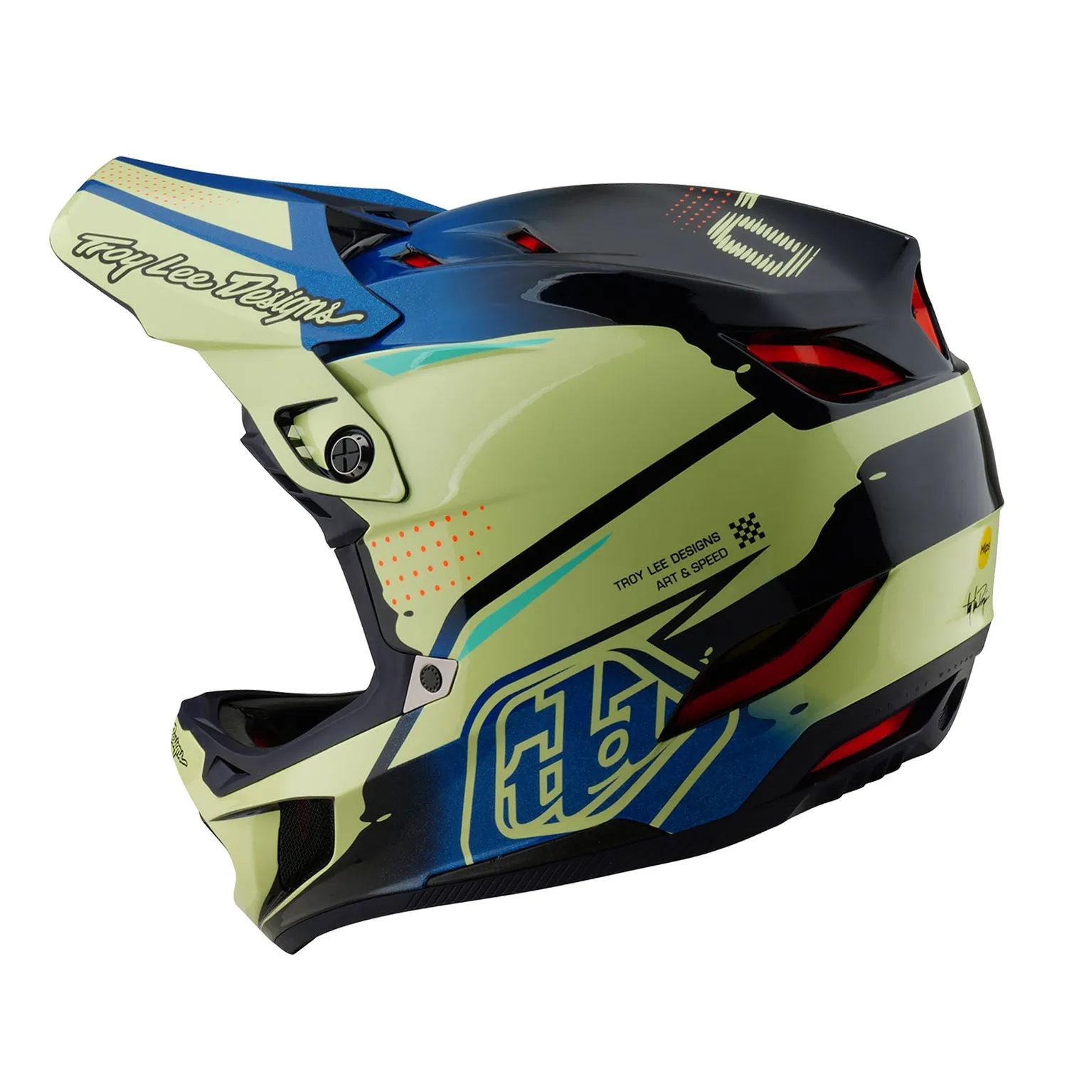 Troy Lee Designs D4 Composite casco integrale Drip Glo Yellow MIPS