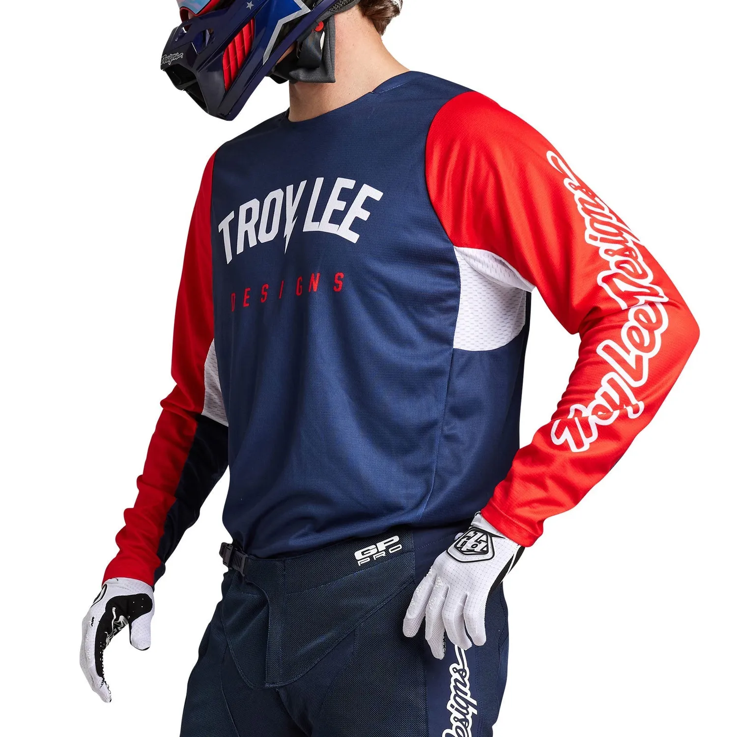 Troy Lee Designs GP Pro maglia moto Boltz Navy Red traspirante
