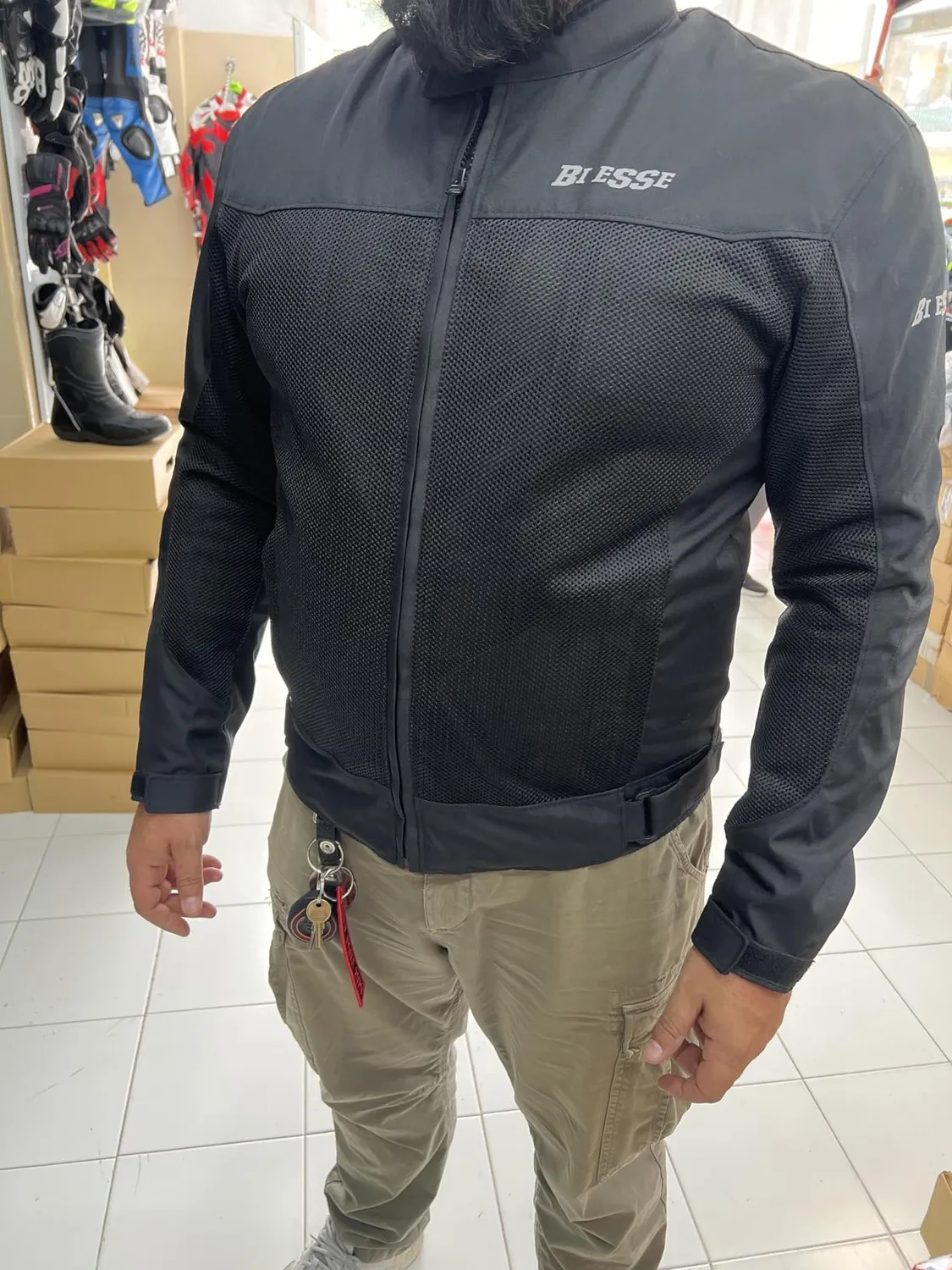 Bi Esse Giacca Moto Estiva Traforata XS Grigio