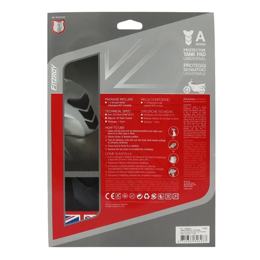 Fitzroy Proteggi Serbatoio Moto 3D Gel 22x15cm Antigraffio