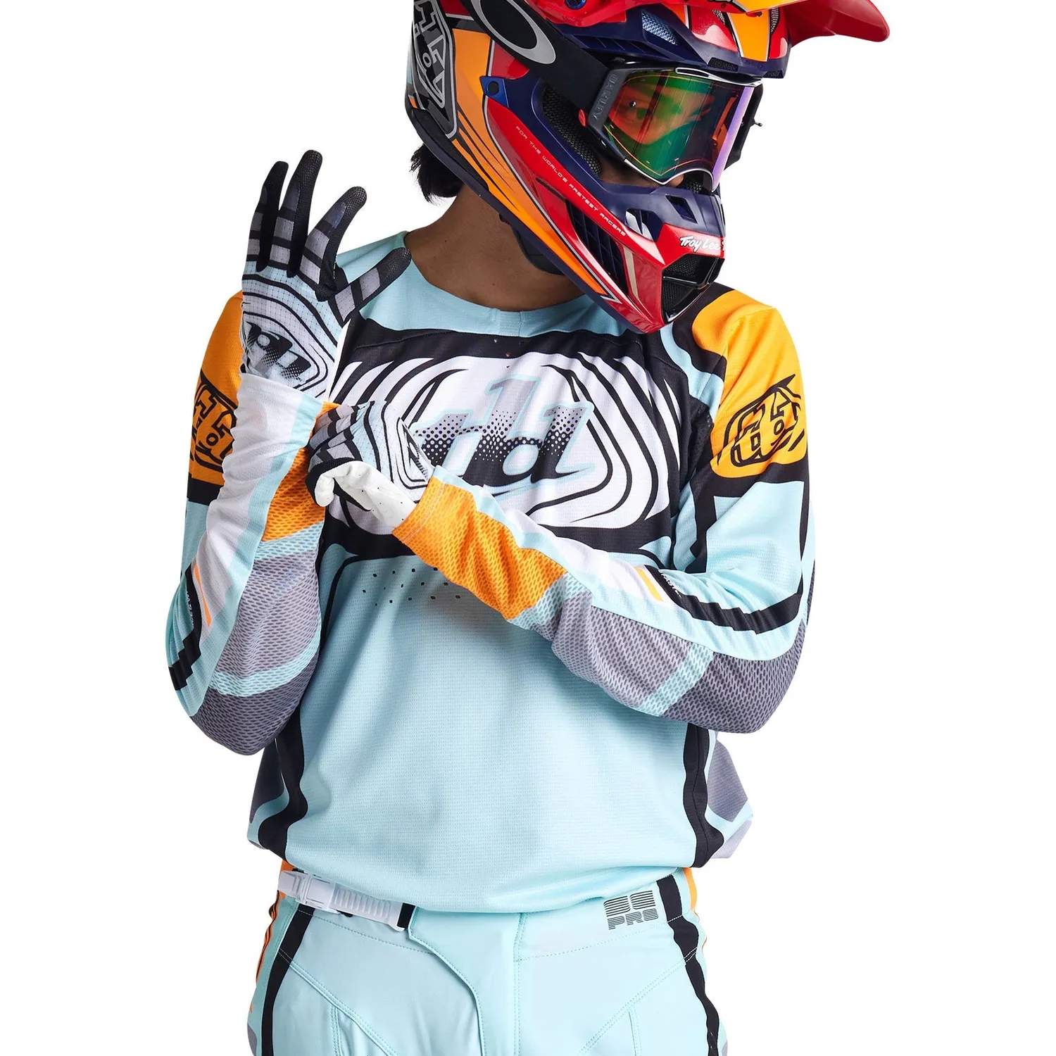 Troy Lee Designs SE Pro Wavez maglia moto bleached aqua ventilata