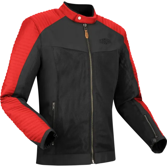 Segura Dikinson giacca moto uomo nero-rosso trapuntata