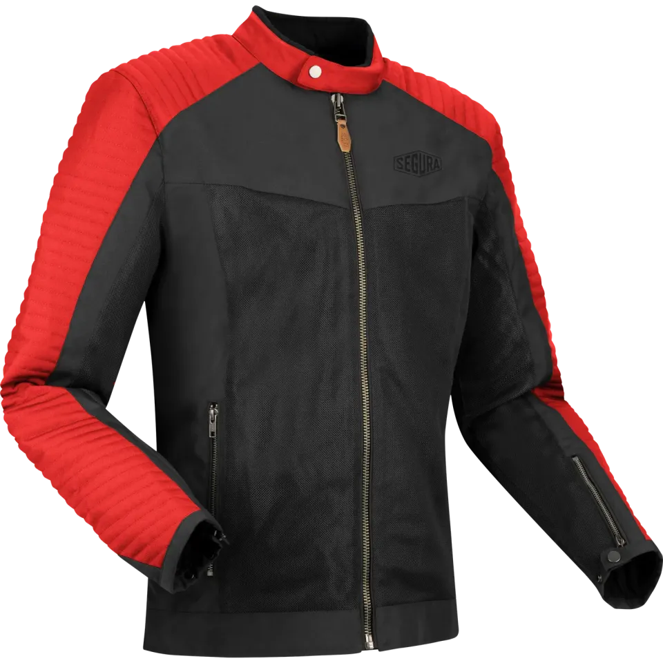 Segura Dikinson giacca moto uomo nero-rosso trapuntata