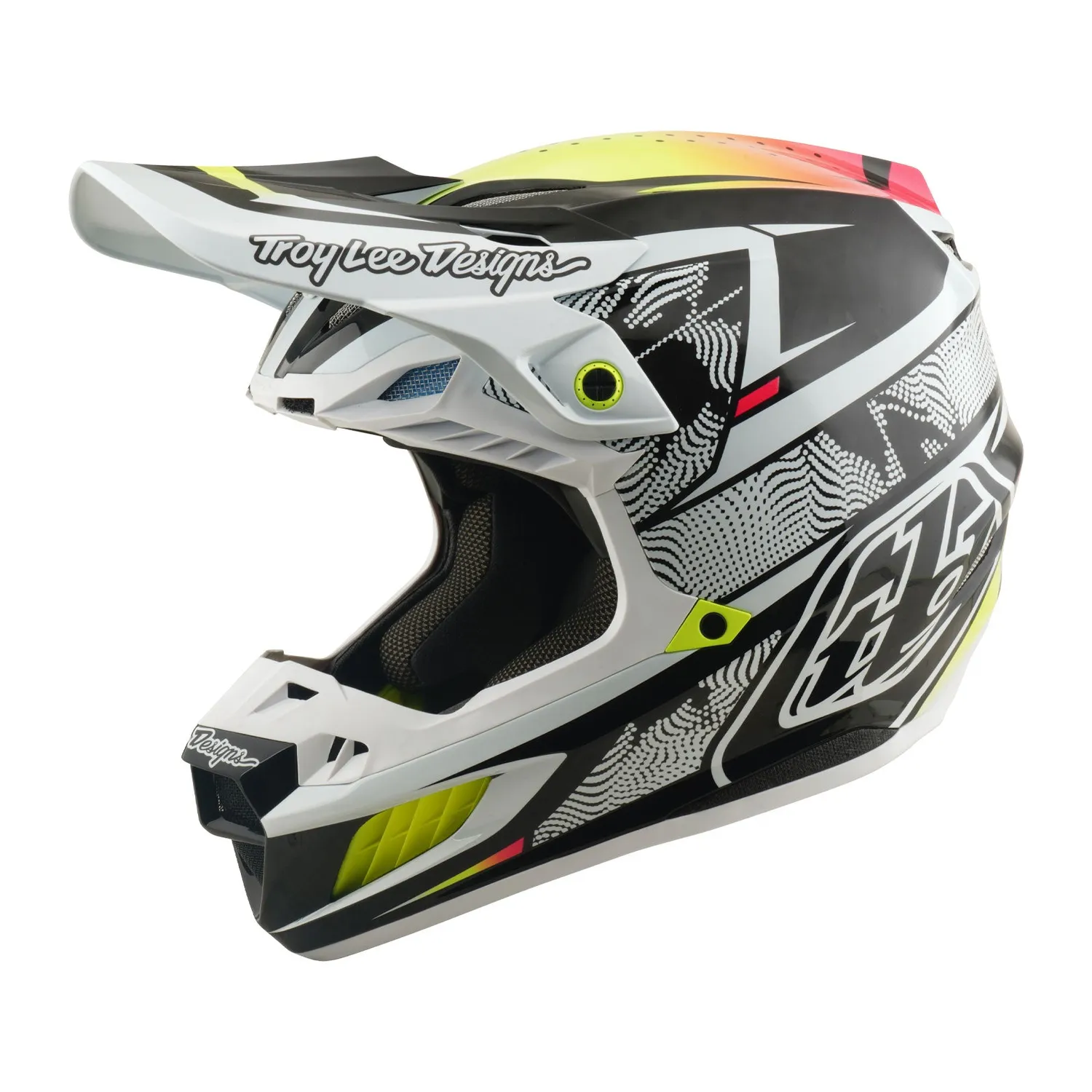 Troy Lee Designs SE5 Carbon Lined Up casco moto bianco
