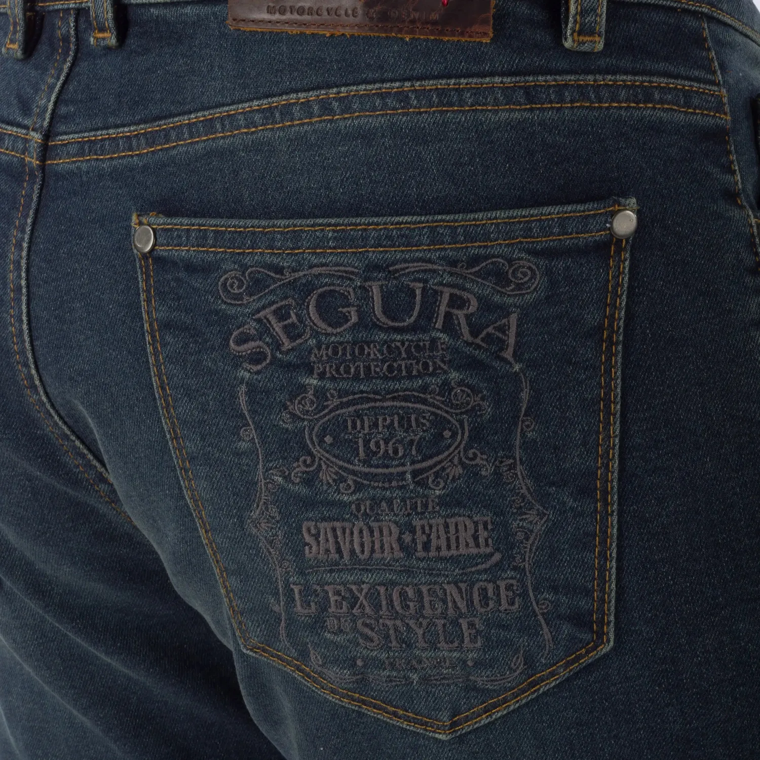 Segura Cosmic Pantaloni Moto Uomo Blu Slim con Protezioni