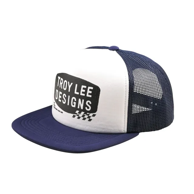 Troy Lee Designs Trucker Snapback cappellino bianco blu