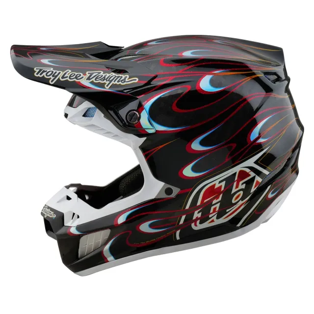 Troy Lee Designs SE5 Carbon casco moto Torched Black Red carbonio