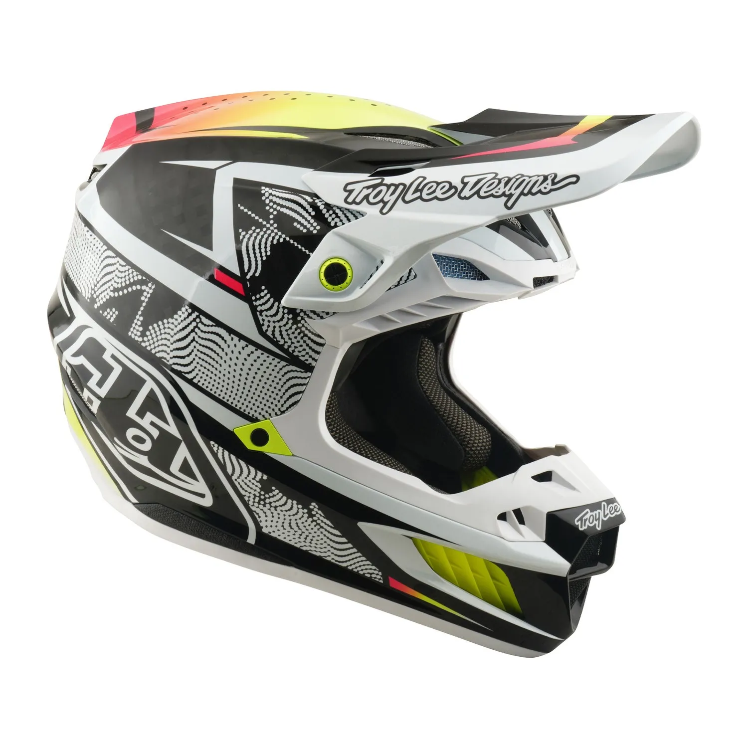Troy Lee Designs SE5 Carbon Lined Up casco moto bianco