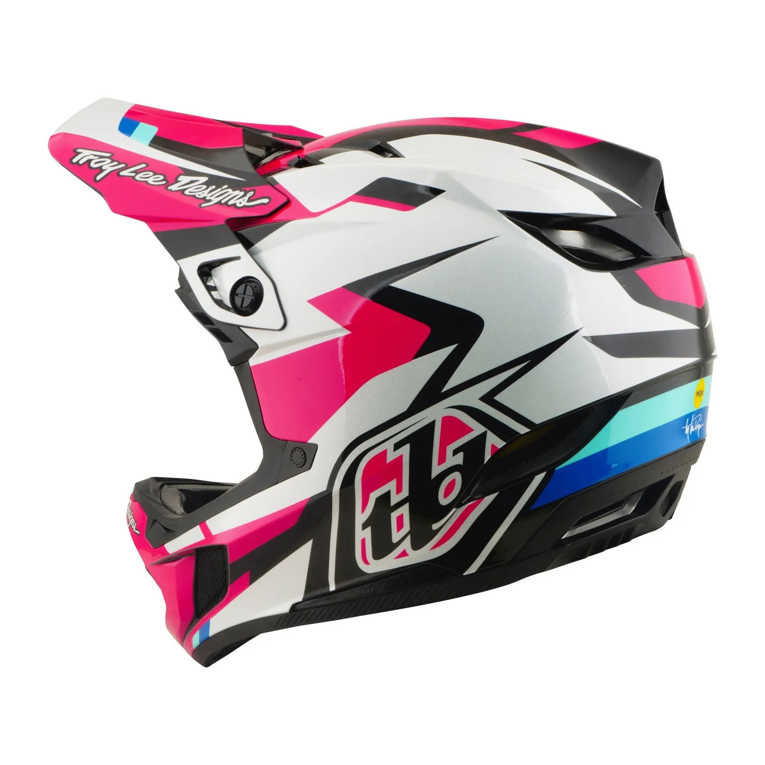 Troy Lee Designs D4 Polyacrylite casco integrale magenta Mips