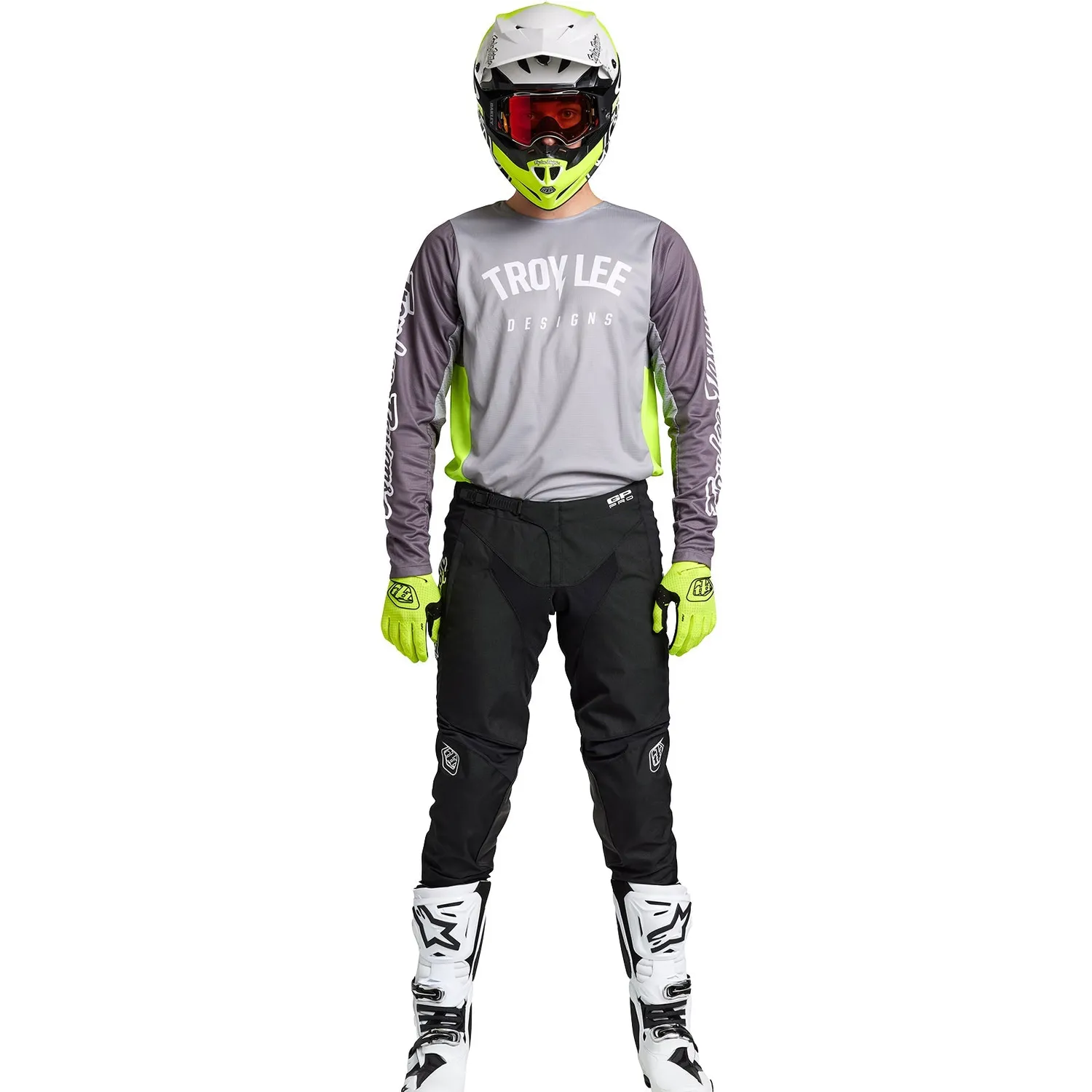 Troy Lee Designs GP Pro Boltz maglia moto Silver Glo Green ventilata