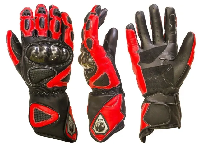 Bi Esse guanti moto pelle racing protezioni rigide