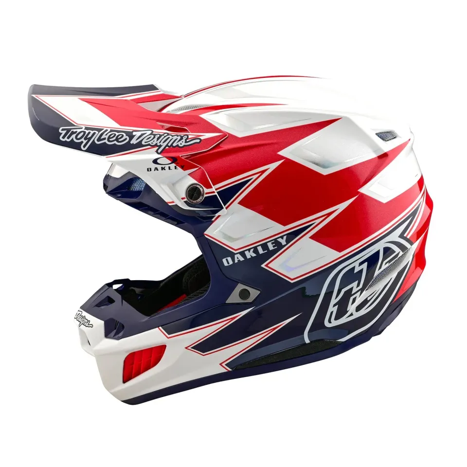 Troy Lee Designs SE5 Oakley casco moto White Blue MIPS