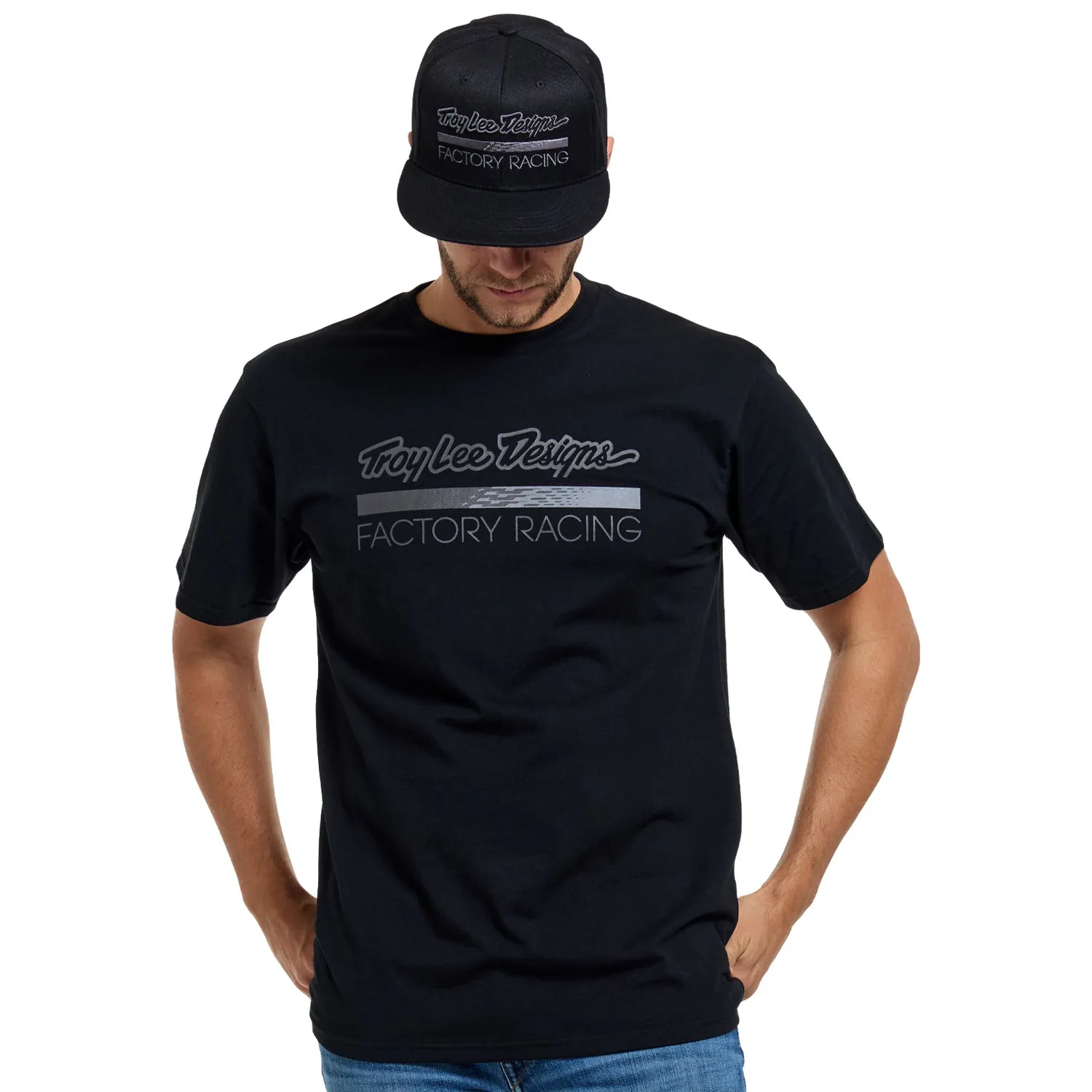 Troy Lee Designs Factory Racing T-Shirt Uomo Black Heather Cotone