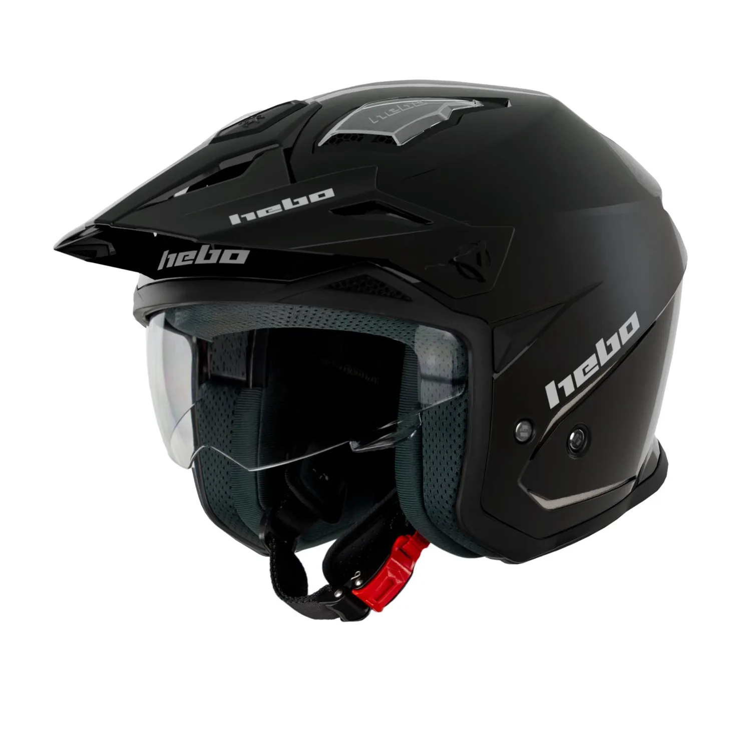 Hebo Zone 5 Monocolor casco trial nero lucido