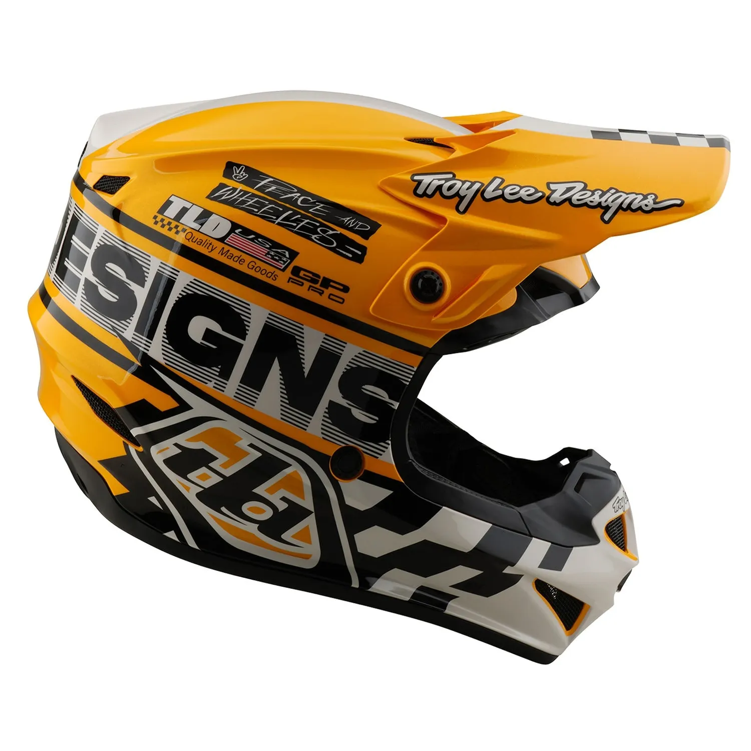 Troy Lee Designs GP Pro casco moto Fifty-50 White Gold MIPS