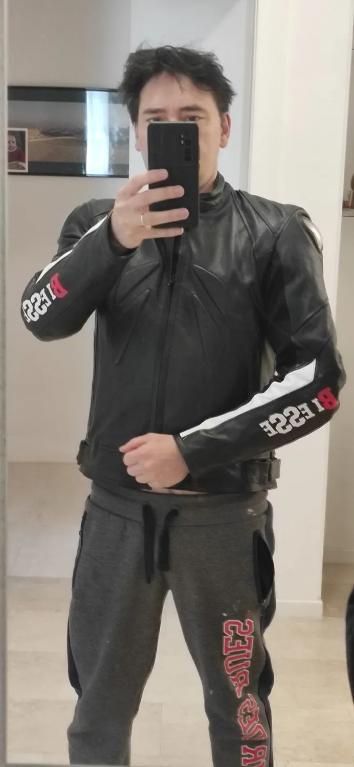 Bi Esse Giacca Moto Pelle Uomo M Nera con Protezioni