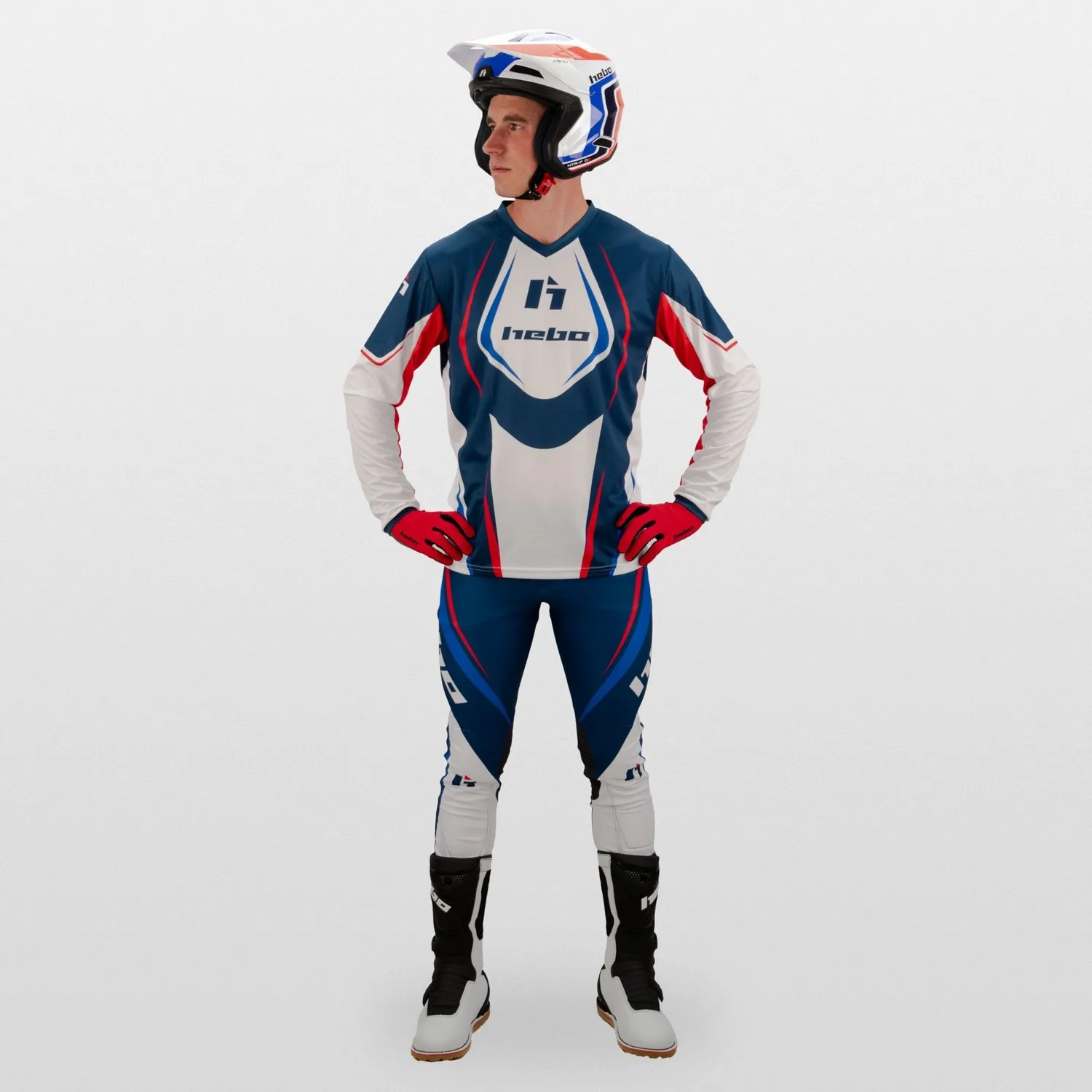 Hebo Pro Trial Classic HE2220B maglia trial bianca traspirante