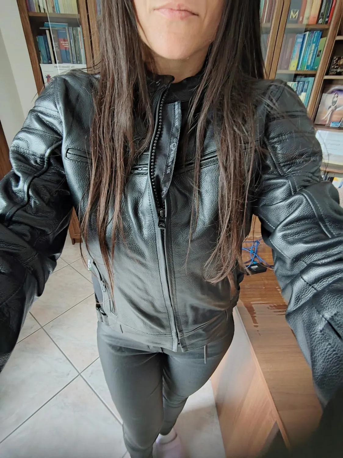 Bi Esse Vintage Giacca Moto Pelle Donna Protezioni Nero