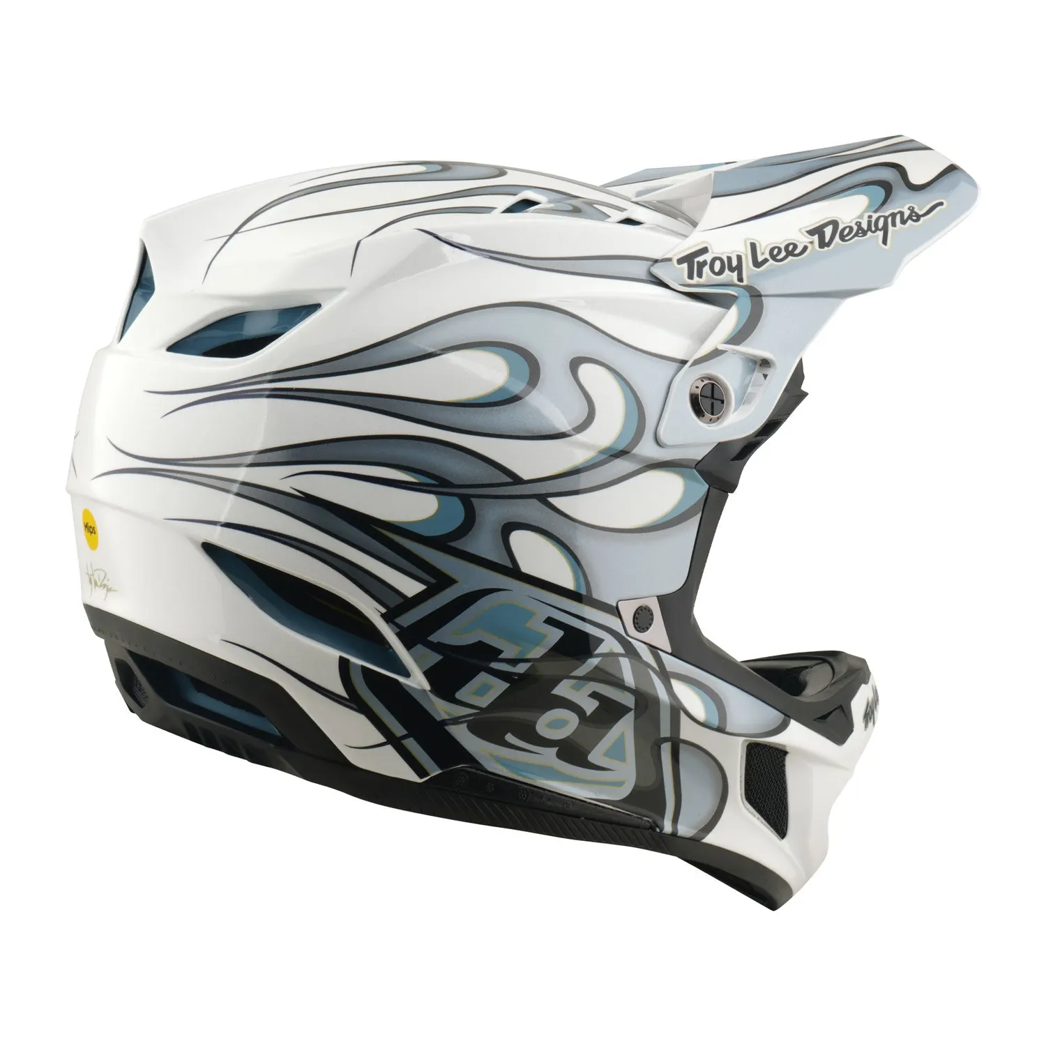 Troy Lee Designs D4 Composite Torched casco bianco argento MIPS