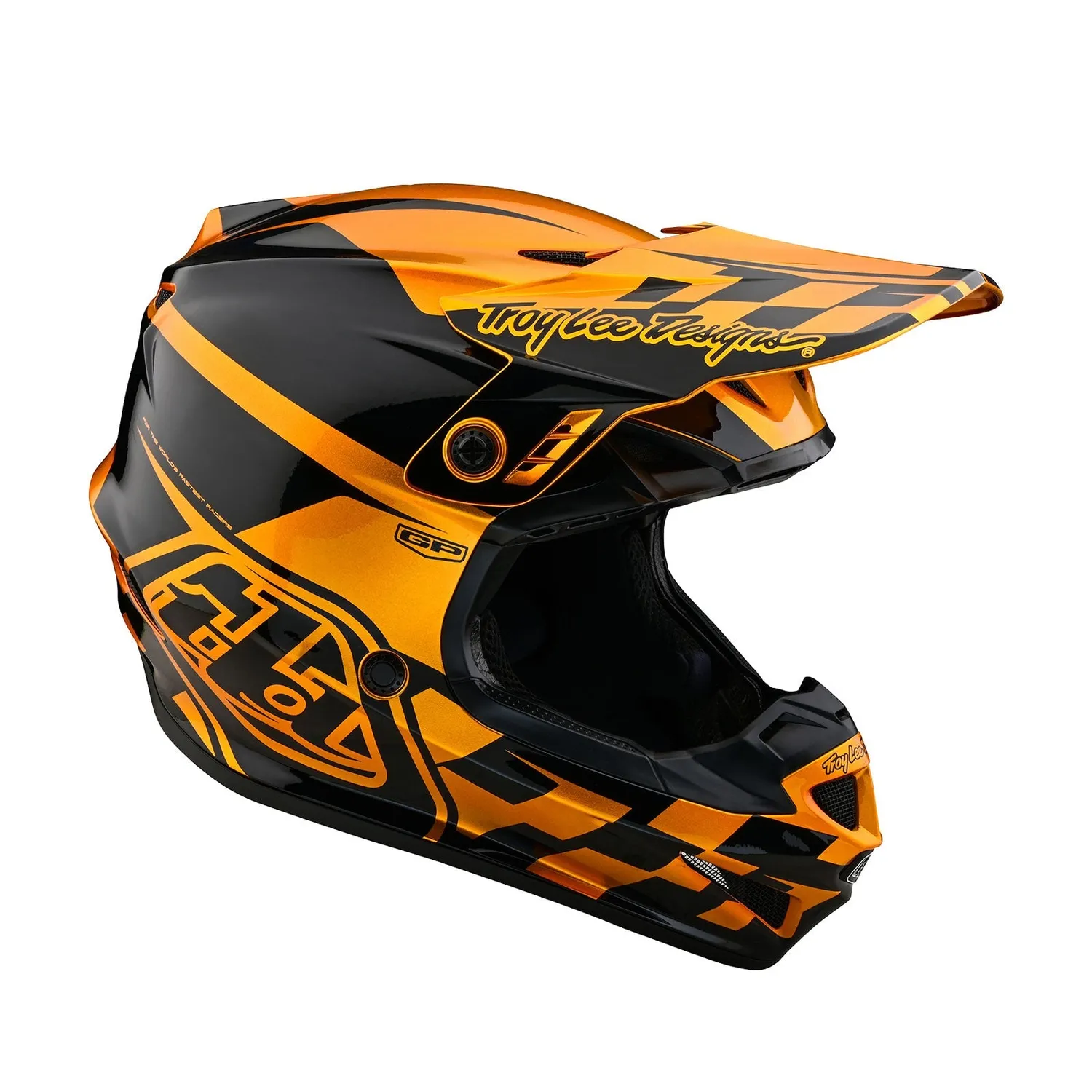 Troy Lee Designs GP Check Up casco moto oro nero senza MIPS