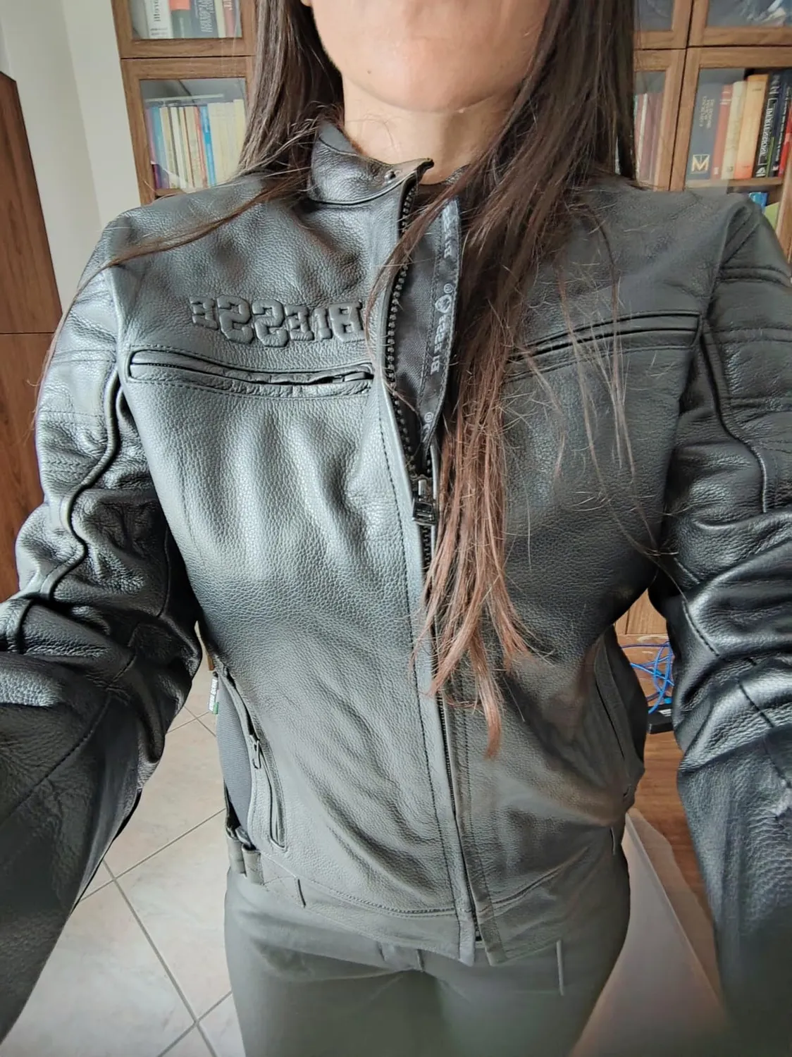Bi Esse Vintage Giacca Moto Pelle Donna Protezioni Nero