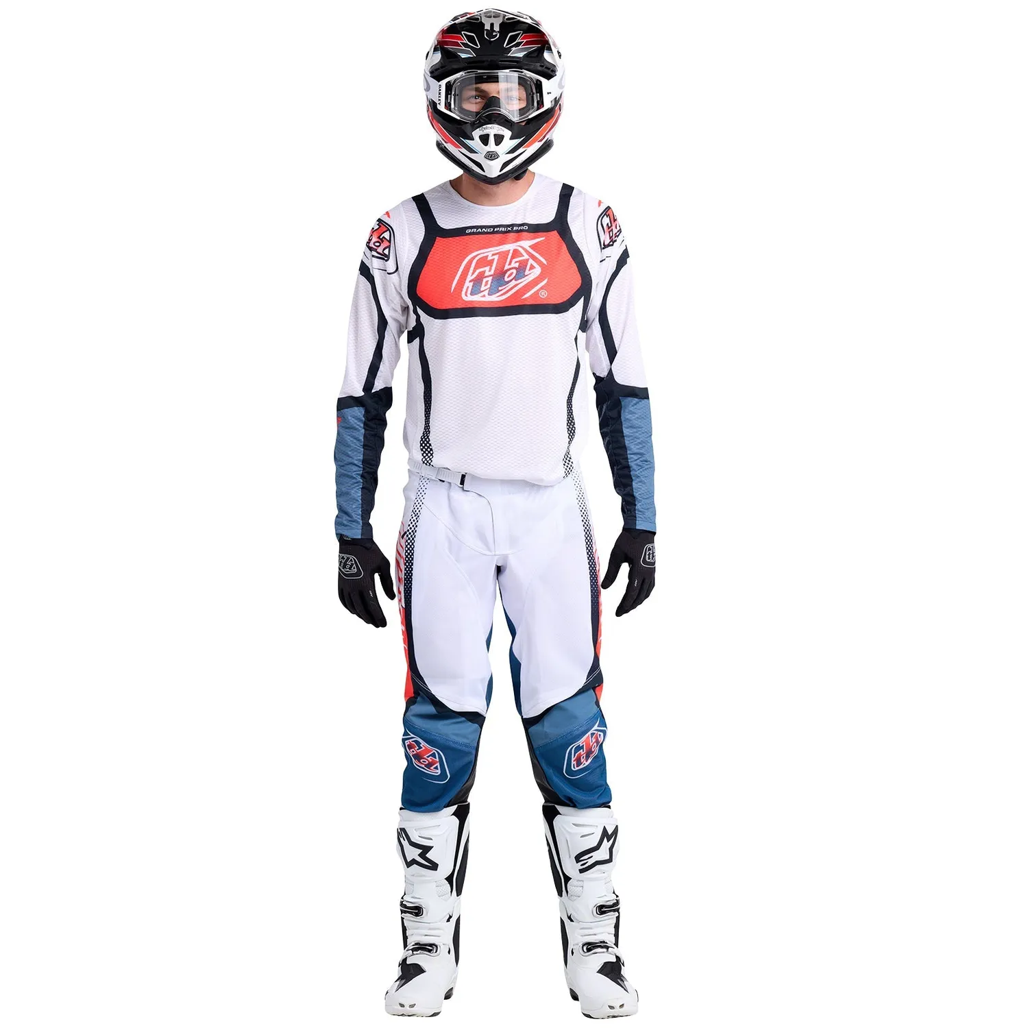 Troy Lee Designs GP Pro Air Bands Maglia White Indigo Traspirante
