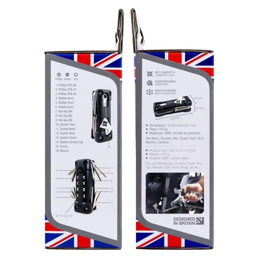 Fitzroy Set Chiavi Moto 16 in 1 Pieghevole Acciaio