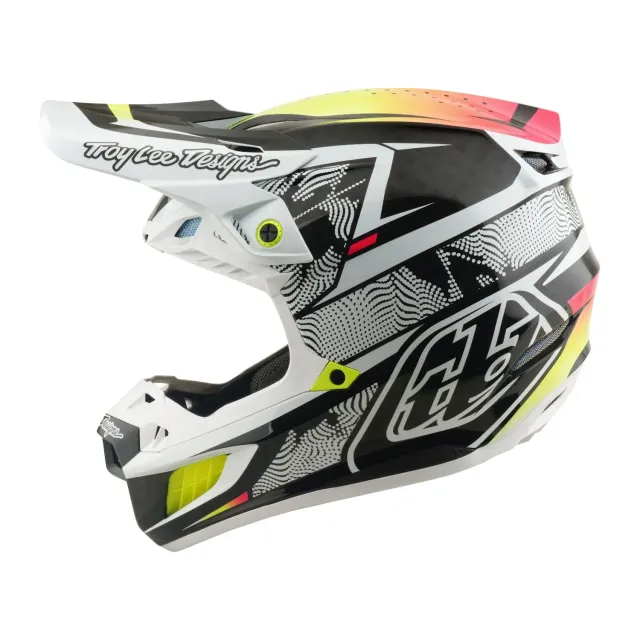 Troy Lee Designs SE5 Carbon Lined Up casco moto bianco