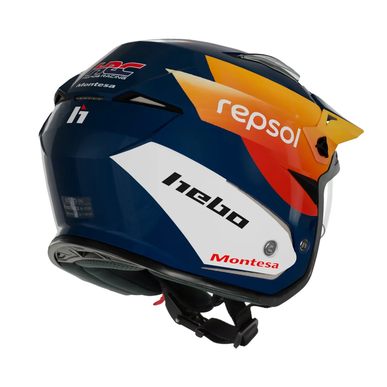 Hebo Zone 5 Montesa Team casco trial omologato ECE 22-06