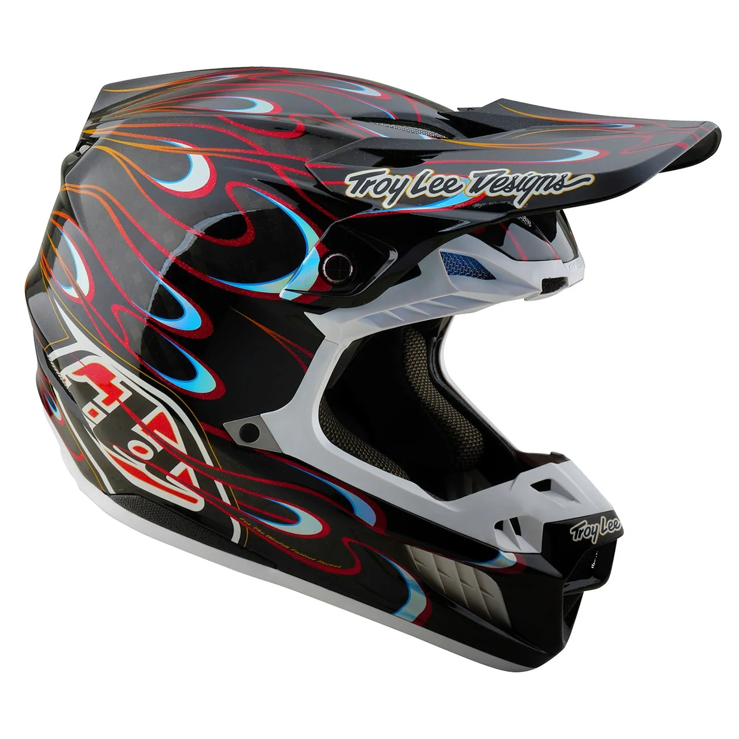 Troy Lee Designs SE5 Carbon casco moto Torched Black Red carbonio