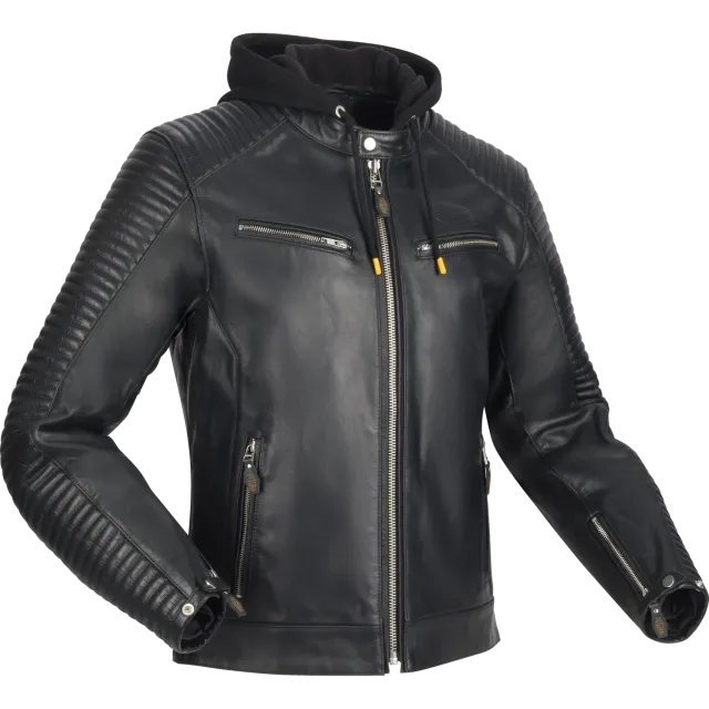 Segura Dorian 2 Giubbotto Moto Nero Pelle Uomo Cappuccio