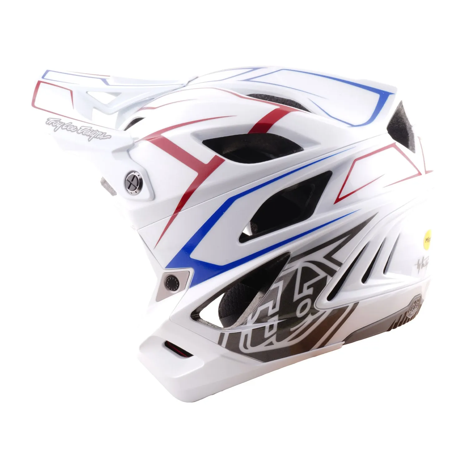 Troy Lee Designs Stage Stunt Pinstripe casco integrale MIPS Bianco