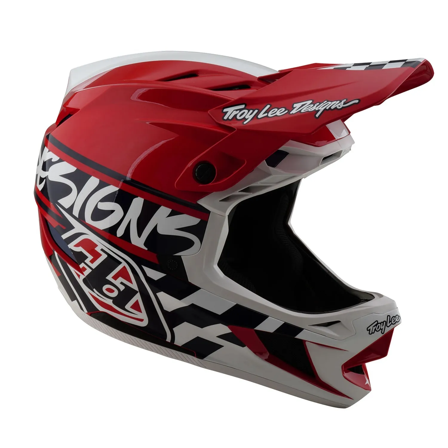 Troy Lee Designs D4 Polyacrylite casco mtb bianco rosso MIPS