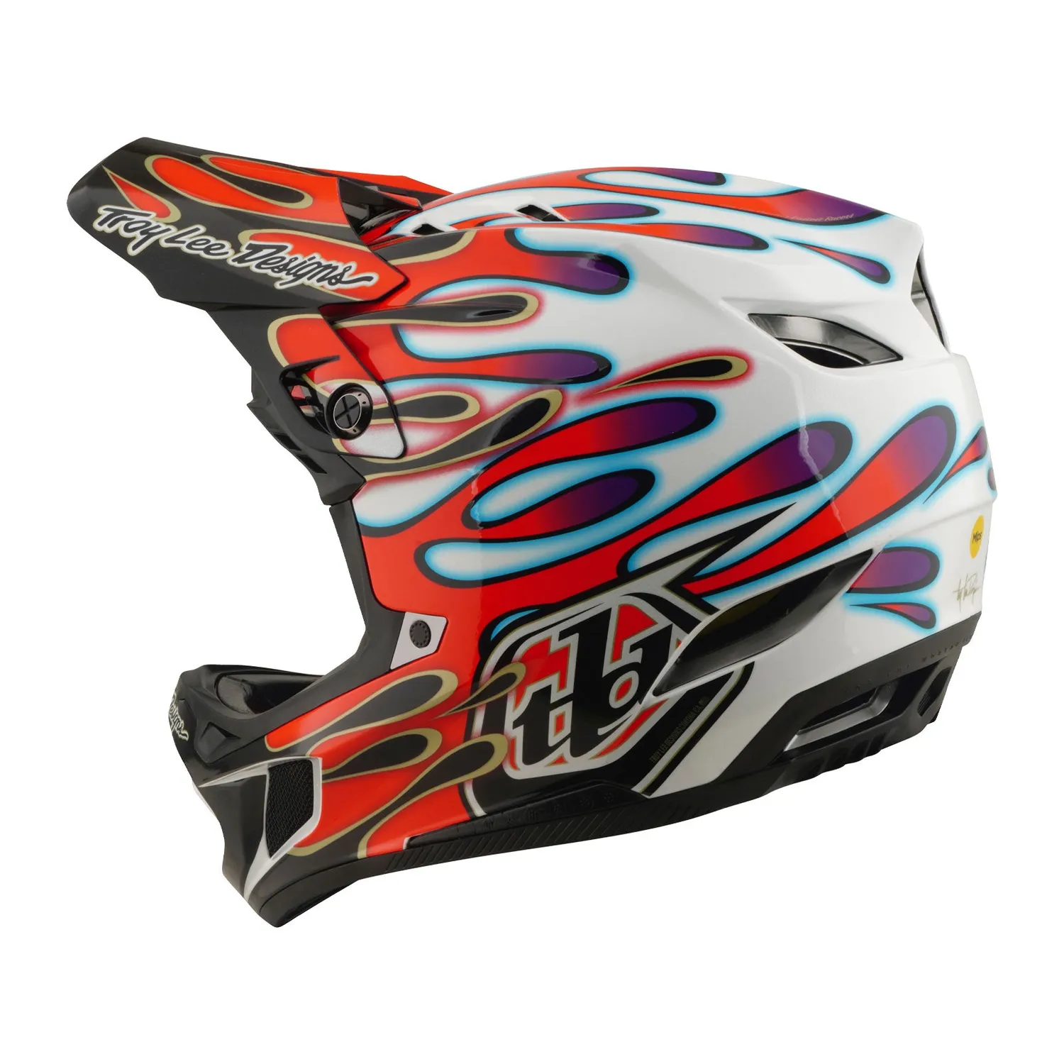 Troy Lee Designs D4 Composite Overspray casco bianco rosso MIPS