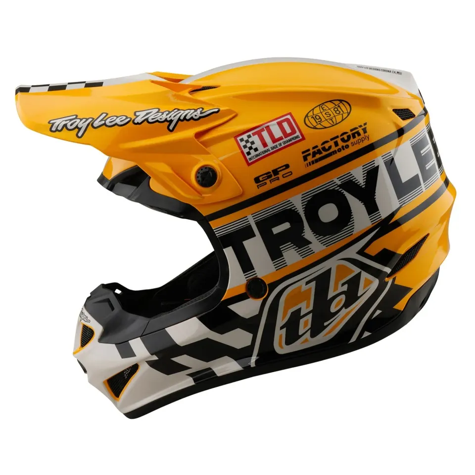 Troy Lee Designs GP Pro casco moto Fifty-50 White Gold MIPS