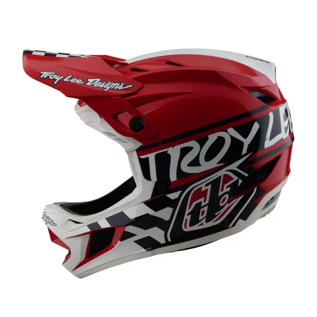 Troy Lee Designs D4 Polyacrylite casco mtb bianco rosso MIPS