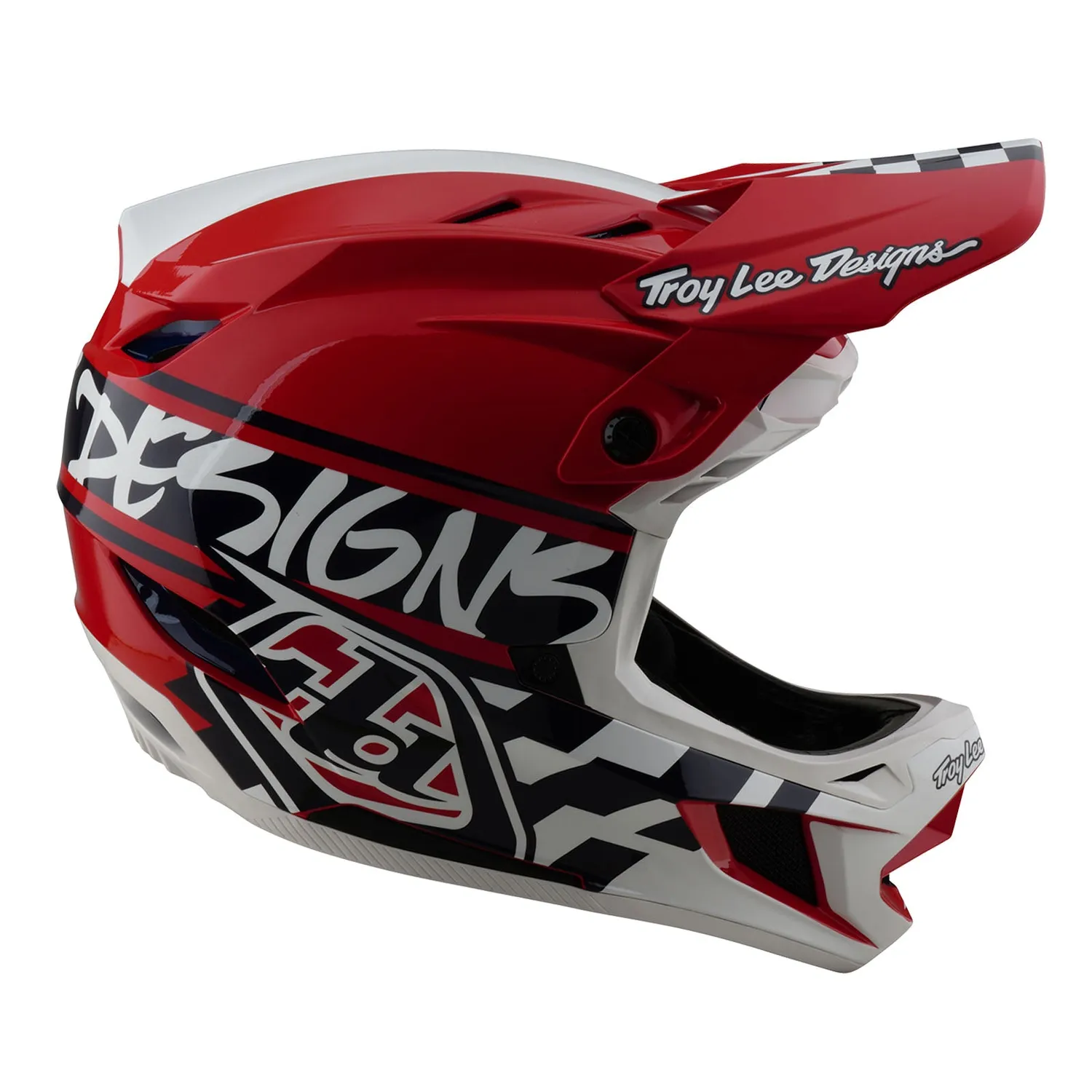 Troy Lee Designs D4 Polyacrylite casco mtb bianco rosso MIPS