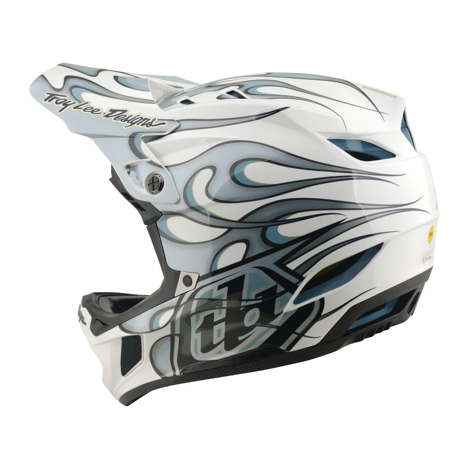 Troy Lee Designs D4 Composite Torched casco bianco argento MIPS