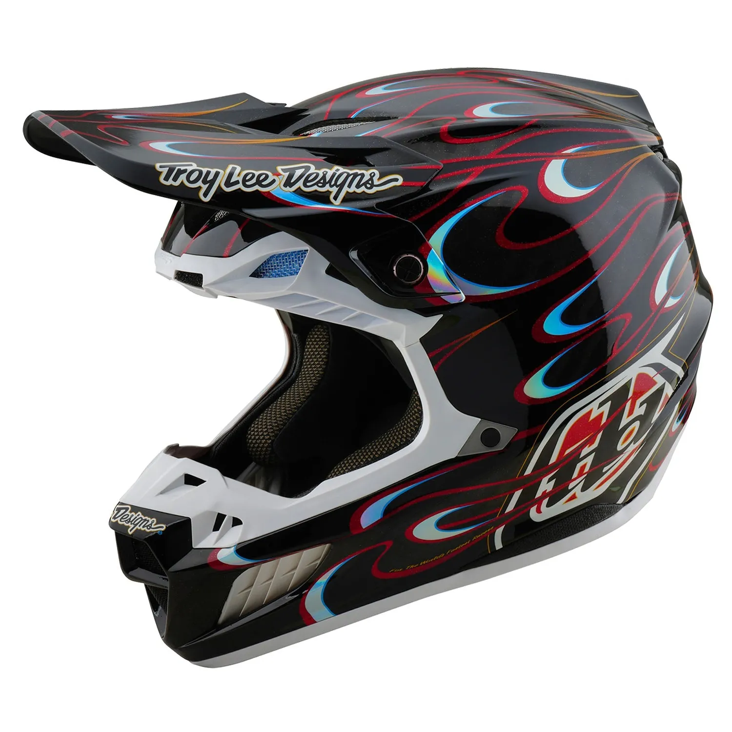 Troy Lee Designs SE5 Carbon casco moto Torched Black Red carbonio