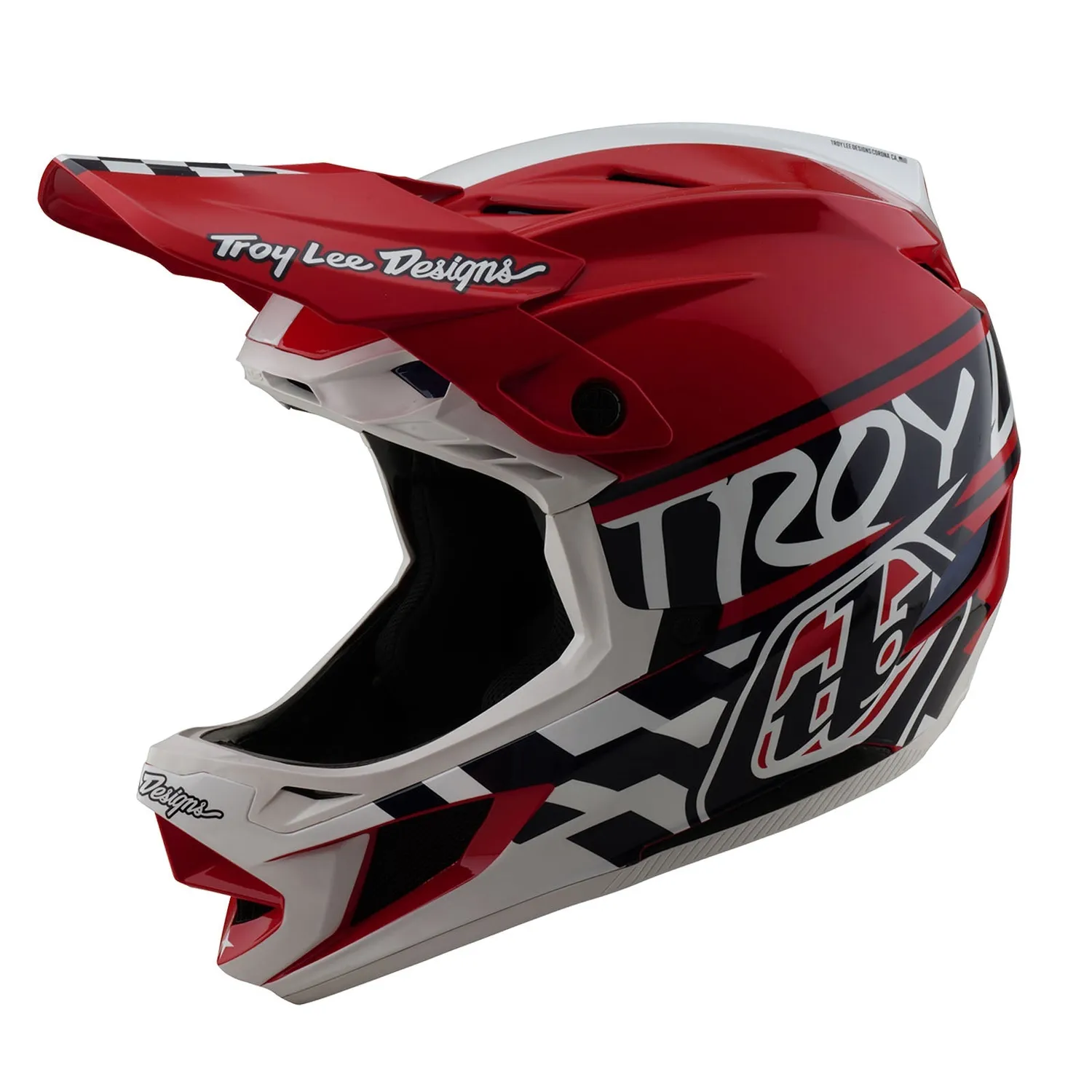 Troy Lee Designs D4 Polyacrylite casco mtb bianco rosso MIPS