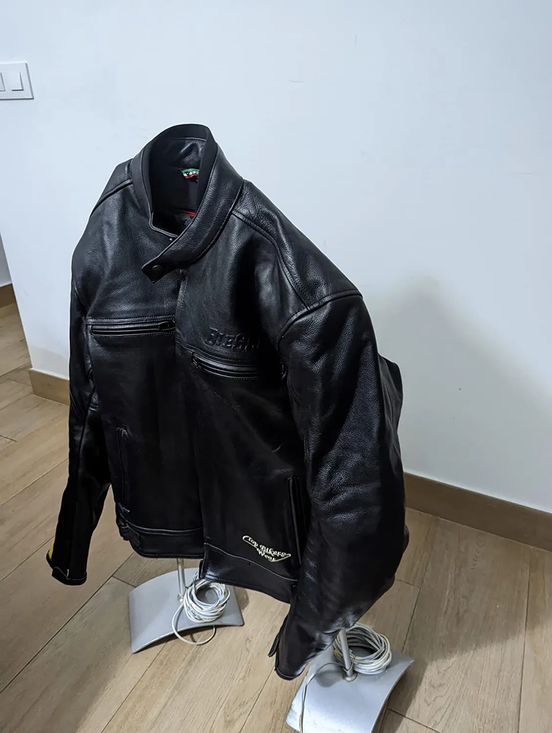 Bi Esse Giacca Moto Pelle Vintage Nero XS con Gilet Termico