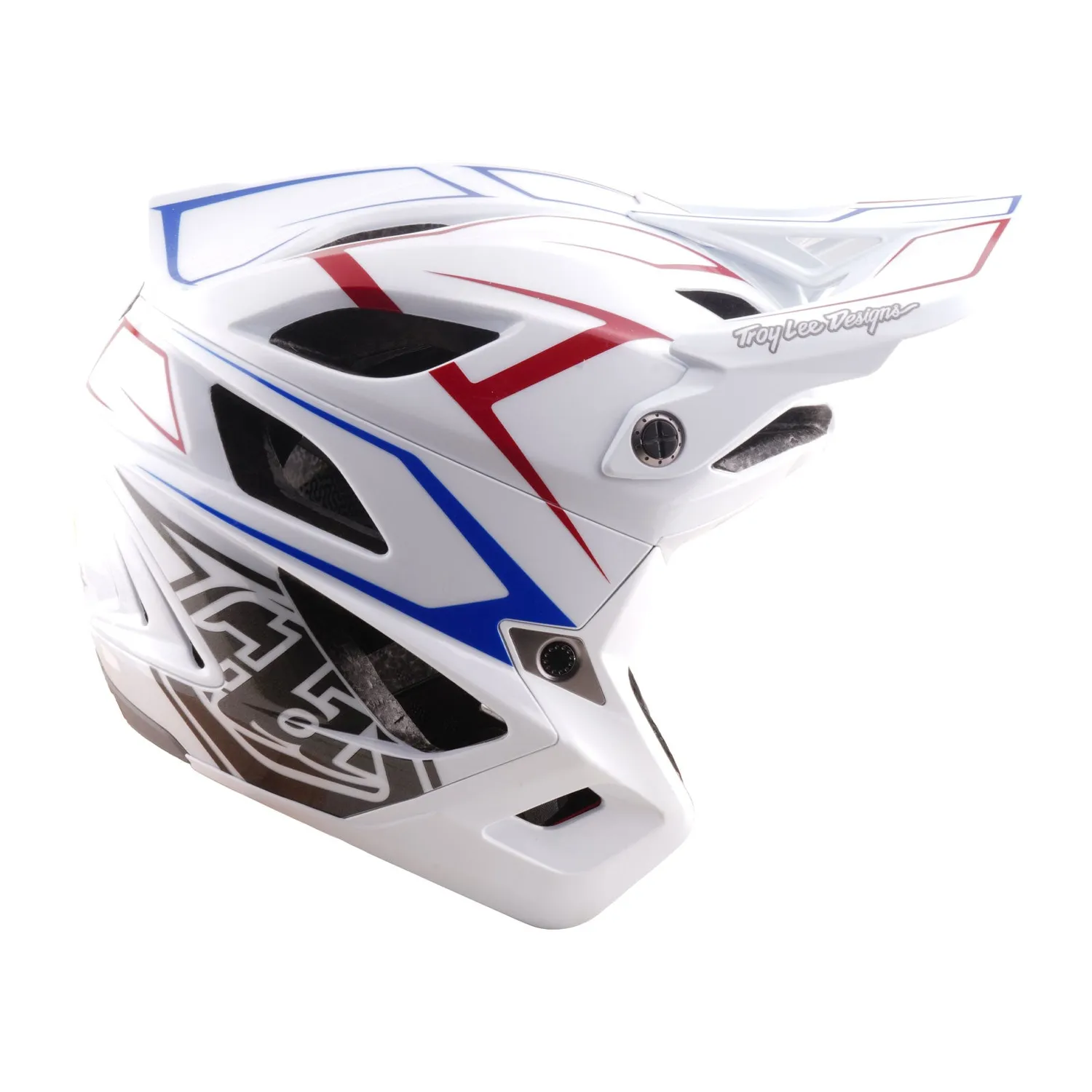 Troy Lee Designs Stage Stunt Pinstripe casco integrale MIPS Bianco