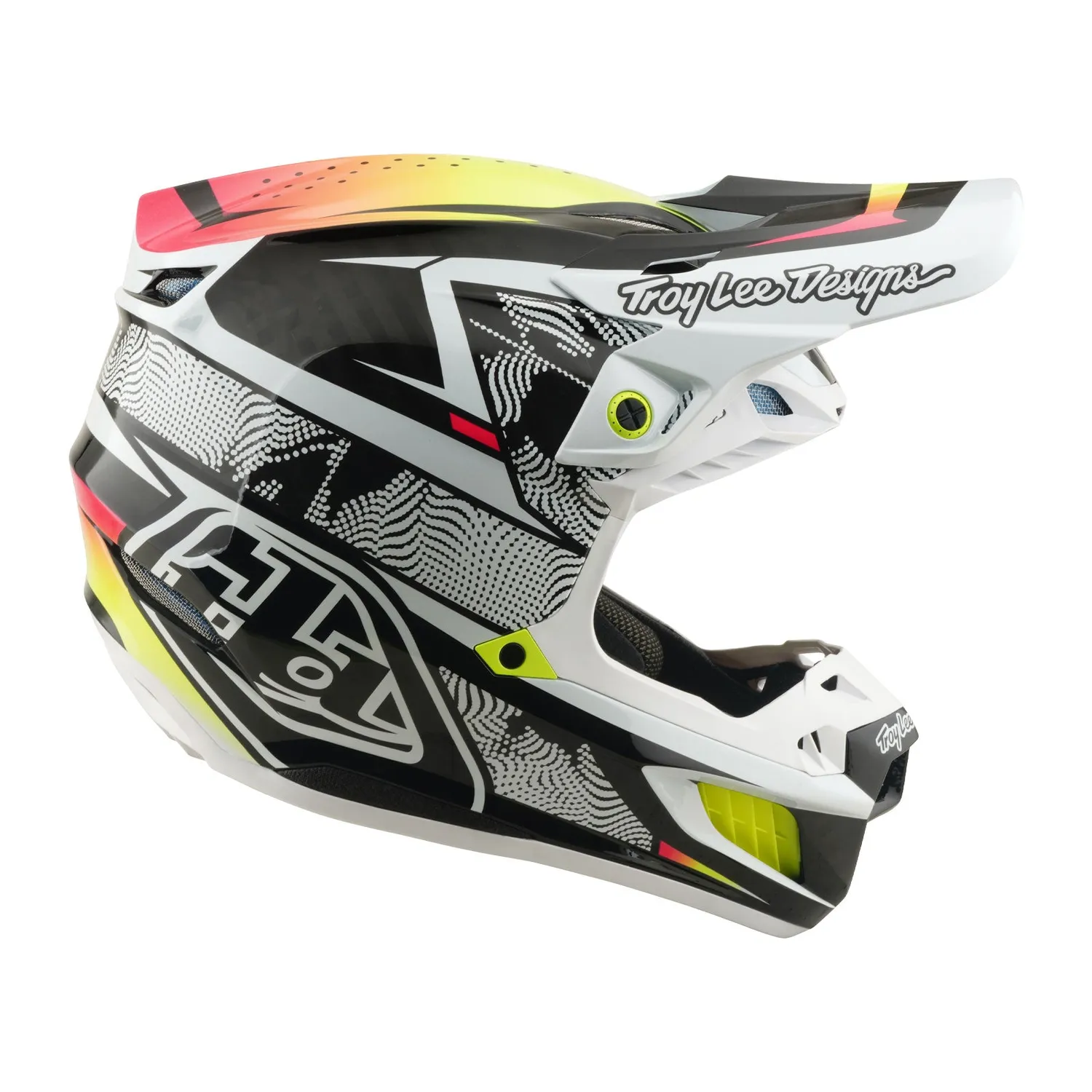 Troy Lee Designs SE5 Carbon Lined Up casco moto bianco