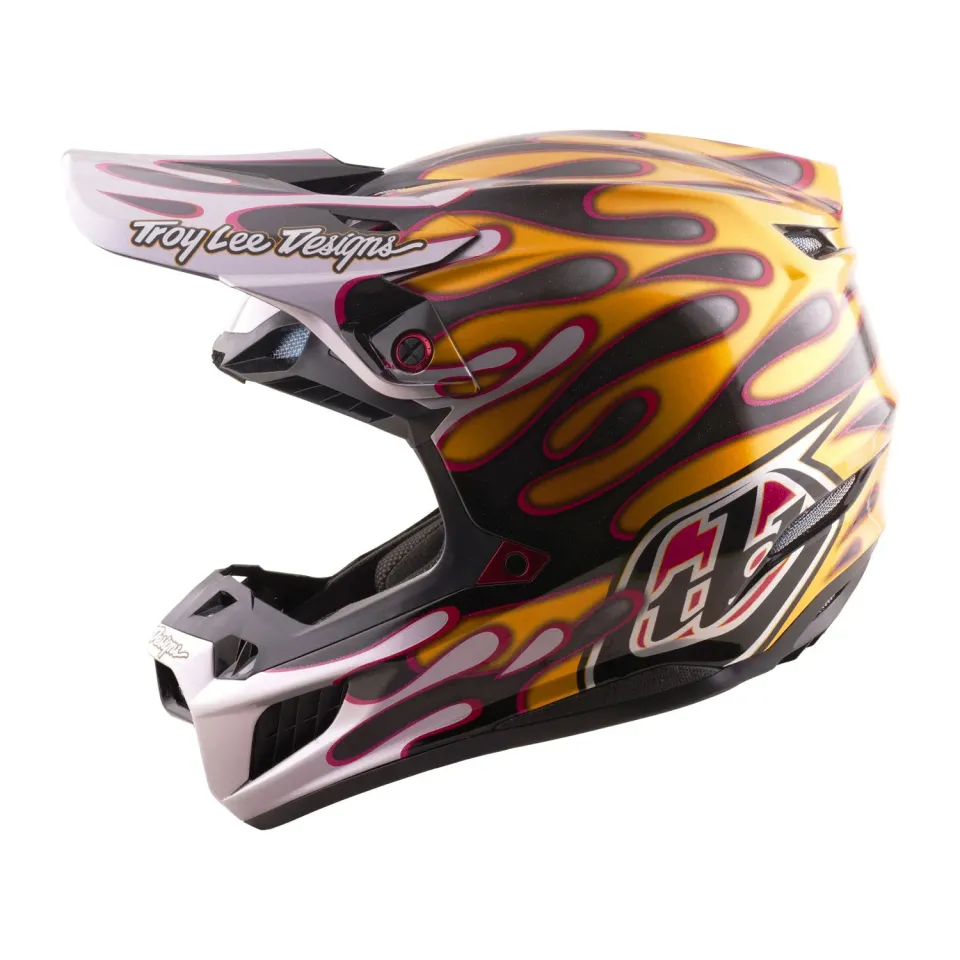 Troy Lee Designs SE5 Carbon casco moto nero oro MIPS