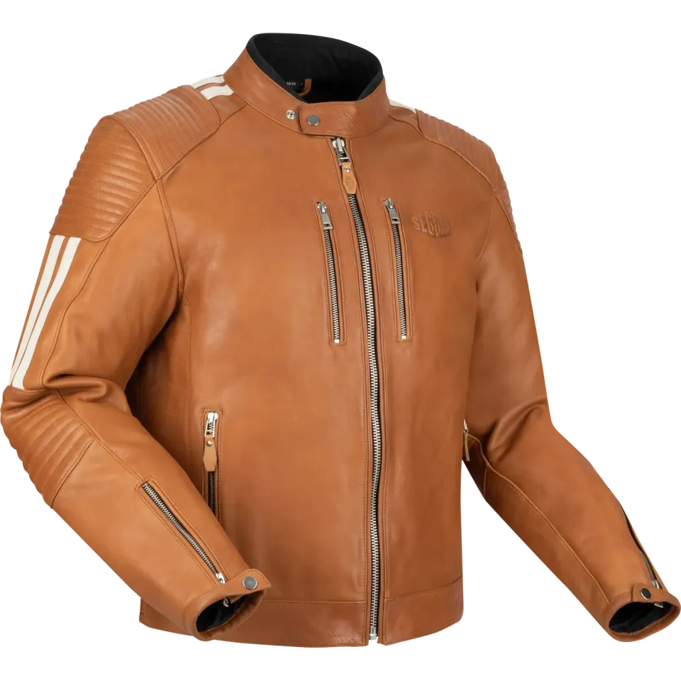 Segura Orion giubbotto pelle moto camel bianco