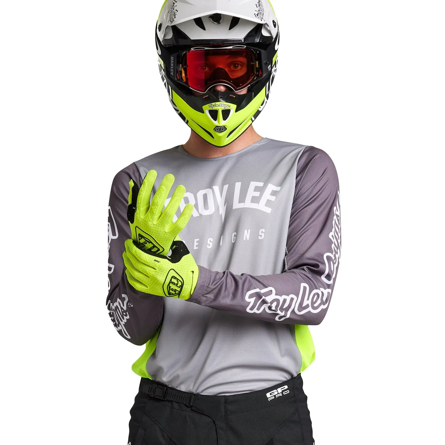 Troy Lee Designs GP Pro Boltz maglia moto Silver Glo Green ventilata