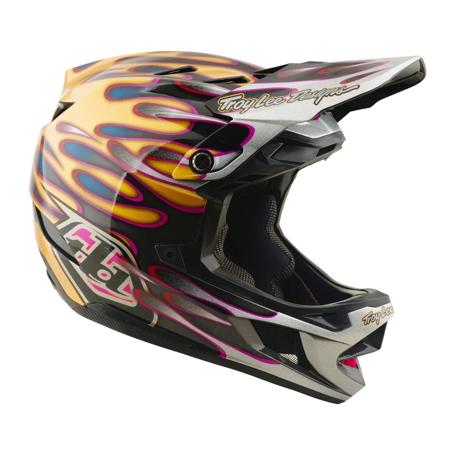 Troy Lee Designs D4 Carbon Overspray casco integrale oro nero carbonio