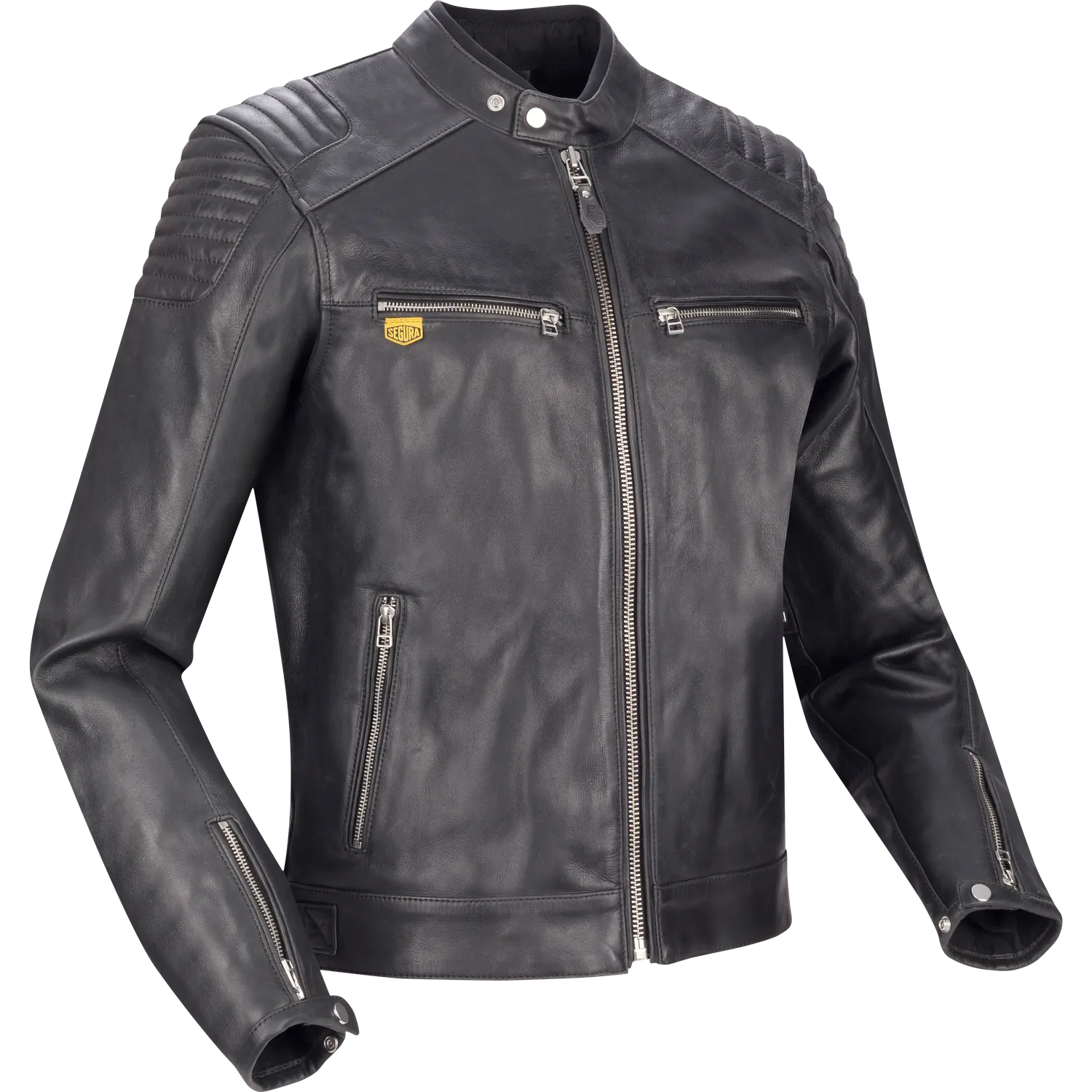 Segura Robby Giacca Pelle Moto Uomo Nero Body Fit