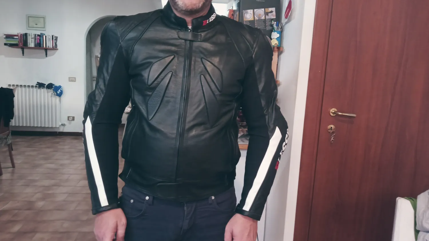 Bi Esse Giacca Moto Pelle Uomo M Nera con Protezioni